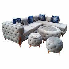 Velvet Lhs Aligned L Shape Sofa Set