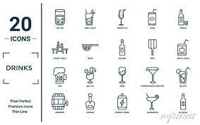 Drinks Linear Icon Set Includes Thin