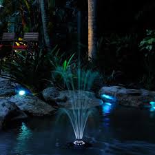 Pond Boss Floating Fountain With White Led Lights
