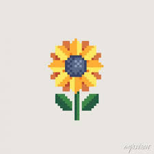 Sunflower Yellow Flower Logo Pixel Art