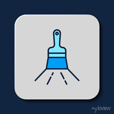 Filled Outline Paint Brush Icon