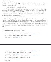 Method Named Cointoss Chegg