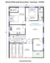 30x44 House Plan East Facing 2 Bhk
