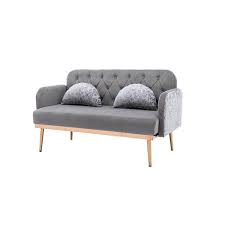 Grey Polyester 2 Seater Loveseat Sofa