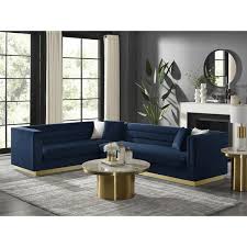 Inspired Home Annemarie Left Facing Corner Sectional Sofa Upholstered Silver Base Square Arms Horizontal Channel Tufting