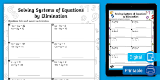 Of Equations By Elimination Practice