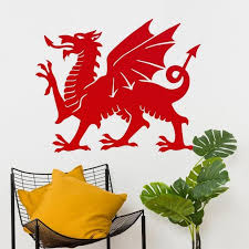 Large Welsh Dragon Wall Art Red