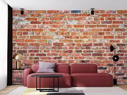Red Brick Wall Style Wallpaper Rustic