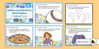 Subtraction Word Problem Challenge Cards