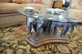 Coffee Table With Triple Elephant Base
