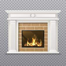 Realistic Fireplace In A Brick Wall