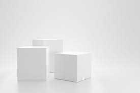 White Studio Template And Cube Pedestal