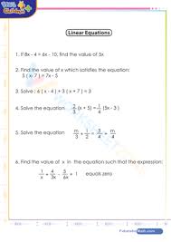 Linear Equations Worksheet