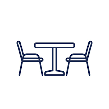 Dining Table And Chairs Line Icon Stock