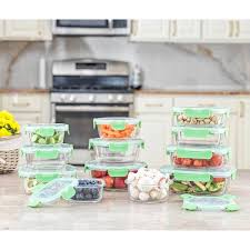 Joyjolt Joyful 24 Piece Green Glass Storage Containers With Leakproof Lids Set