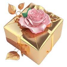 Gold With Pink Rose 2 Gift Icon Gift