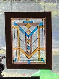 Prairie Style Stained Glass Wood Framed