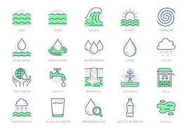 Water Line Icons Vector Ilration