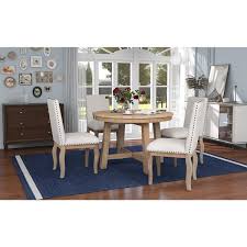 Natural Wood Top Round Dining Table Set