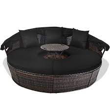 Day Bed With Black Cushions Patio
