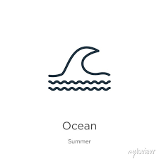 Ocean Icon Thin Linear Ocean Outline