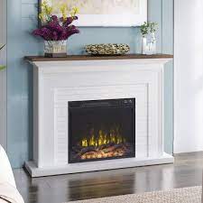 Farmhouse Wall Mantel With 23 Fireplace With Faux Brick Surround White