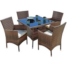 Outdoor Dining Set With Brown Cushions
