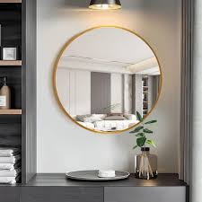 16 In W X 16 In H Metal Framed Round Mirror In Gold