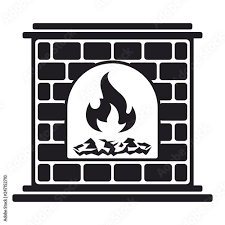 Icon Burning Fireplace Flat Sign
