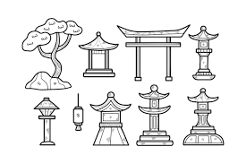 Pagoda Garden Vectors Ilrations