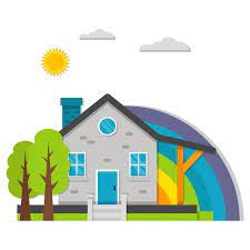 Premium Vector Cottage With Rainbow
