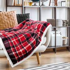 Tidoin Plaid Red Polyester 50 In X 60