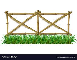 A Bamboo Fence With Grass Royalty Free