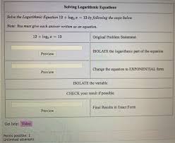 Solving Logarithmic Equations Solve