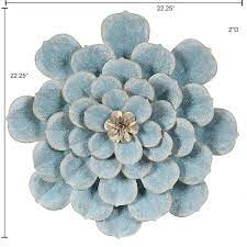 Light Blue Metal Flower Wall Decor