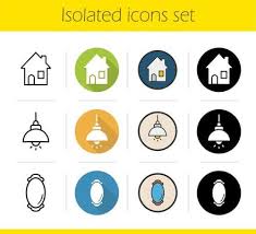 Household Items Icons Set Flat Design