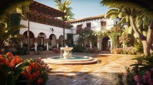 Palm Trees And Vibrant Bougainvillea