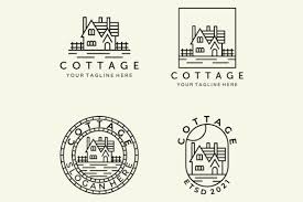 Cottage Line Art Set Bundle Icon Logo