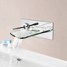 Brushed Nickel Glass Waterfall Spout
