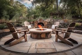 Stone Fire Pit And Plush Lounge Chairs