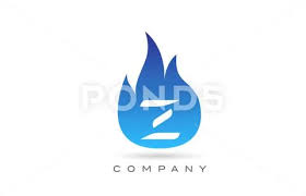 Z Blue Fire Flames Alphabet Letter Logo