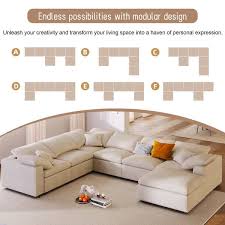 120 In Beige Linen Modern U Shaped Corner Reclining Sectional Sofa With With Chaise