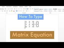 Type Matrix Equation In Word