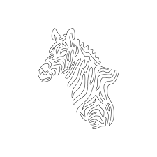 Curly Line Drawing Of Funny Zebra