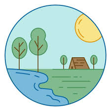 Cabin In The Lake Circle Landscape Png