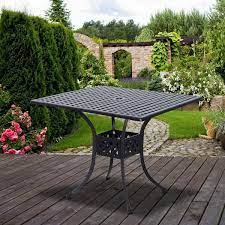 Outsunny Square Cast Aluminum Outdoor Dining Table Black