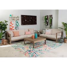 Wood Outdoor 3 Seater Sofa Sectional