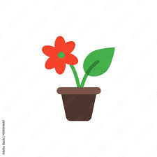 Flower Pot Room Plant Flat Vector Icon