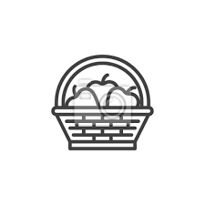 Fruit Basket Line Icon Linear Style