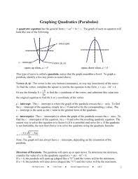 Graphing Quadratics Parabolas